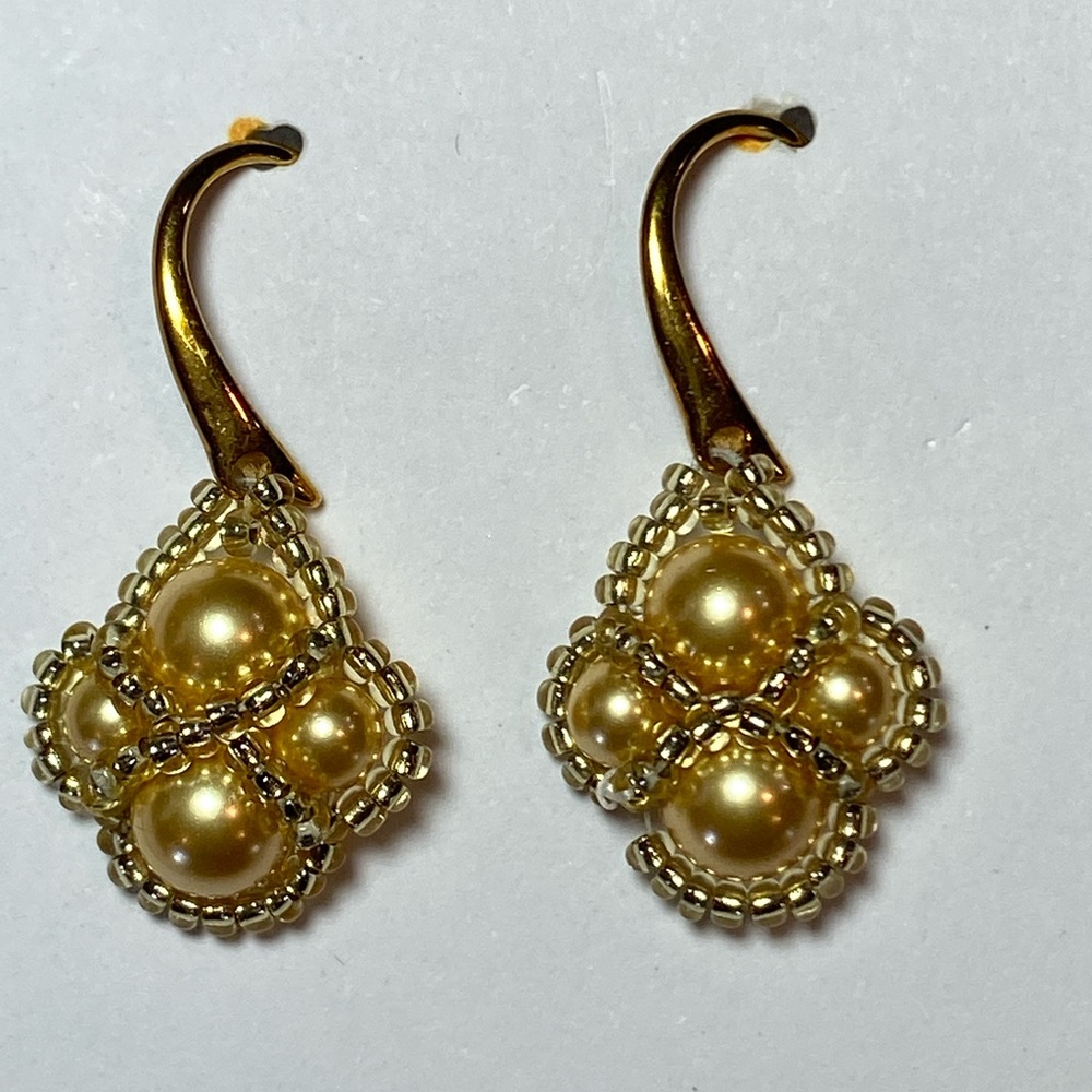 SJC Gold Plated Swarovski Crystal Pearl Earrings - Picture 8 of 8